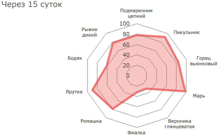Результаты применения через 15 суток