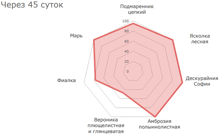 Результаты применения через 45 суток